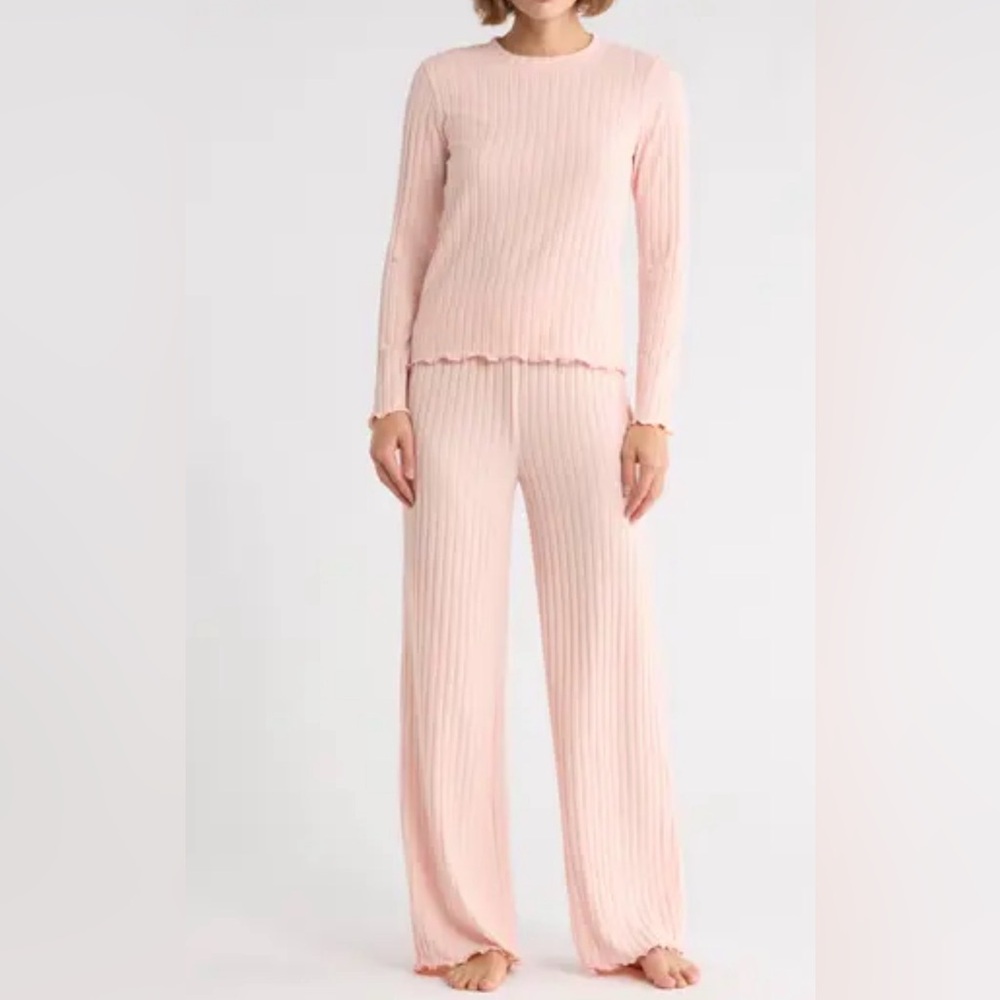 Nordstrom Yogalicious Brushed Ribbed Long Sleeve Top & Pants Pajamas Set XL